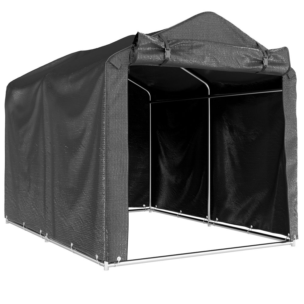 Tente de stockage - abri de jardin dim. 2 x 1,6 x 1,65 m - porte enroulable zippée - métal galvanisé pe gris