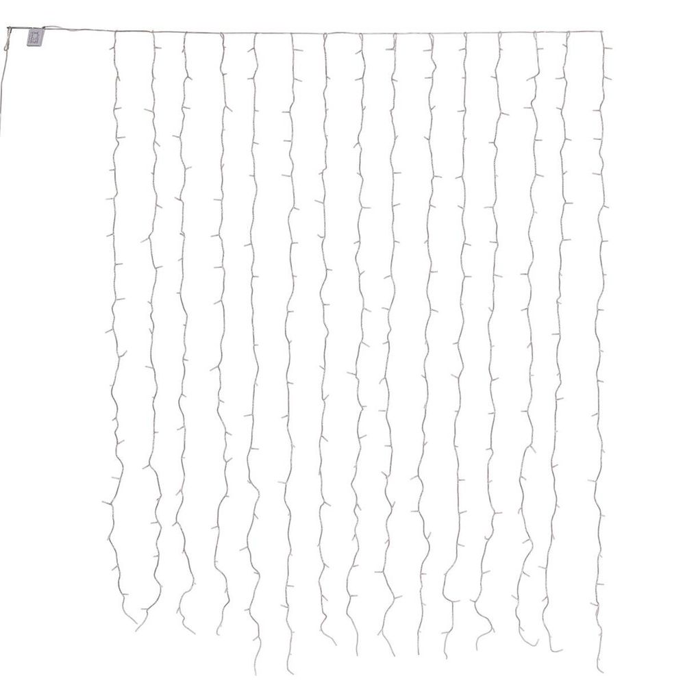 Rideau lumineux de façade d'extérieur 1,5 x 2 m 300 led blanc froid à effets avec minuteur sur secteur
