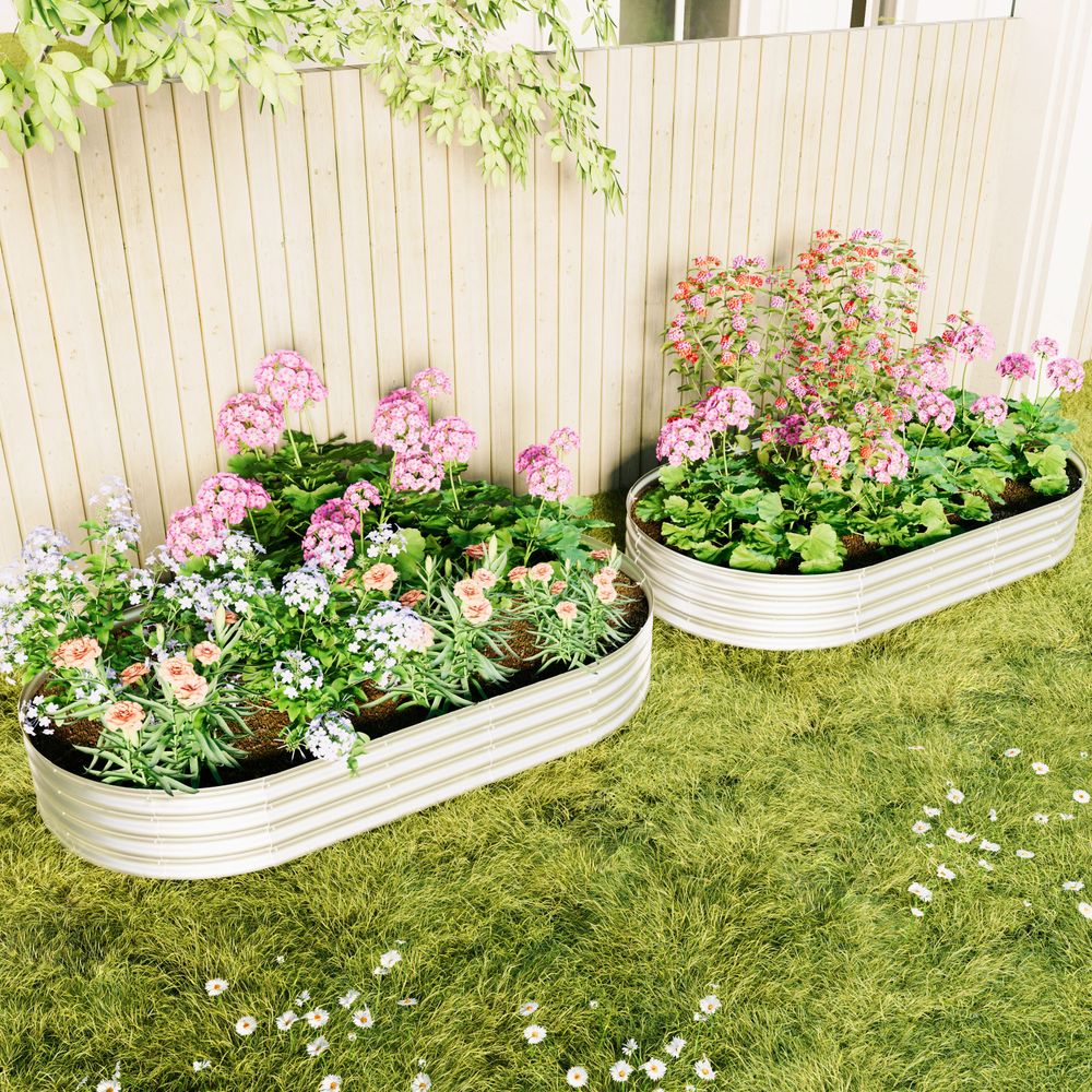 Lot 2 carrés potager acier galvanisé extérieur xxl 240x120cm argent