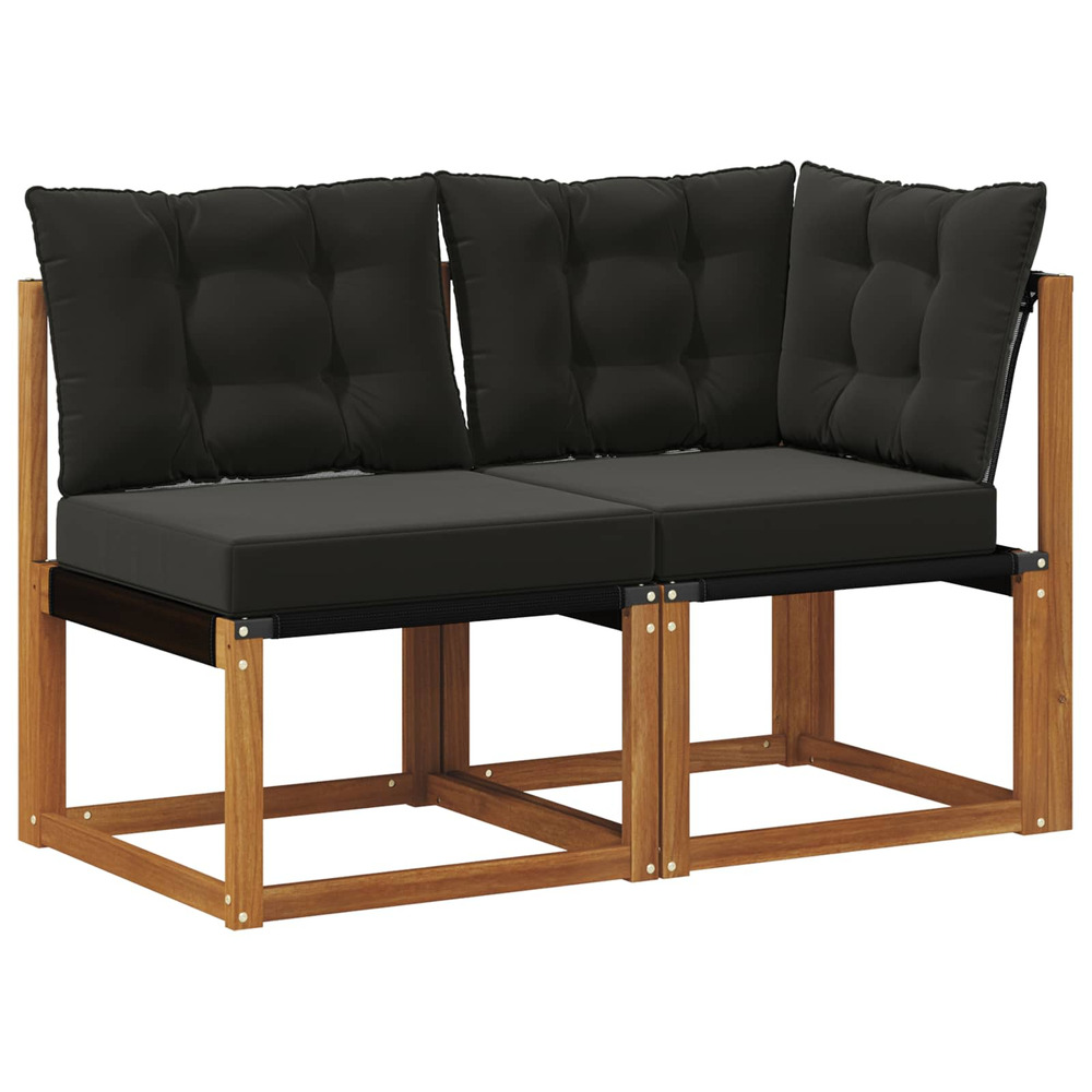 Canapé d’extérieur milieu et coin avec coussin 2 pièce naturel