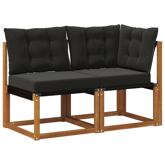 Canapé d’extérieur milieu et coin avec coussin 2 pièce naturel