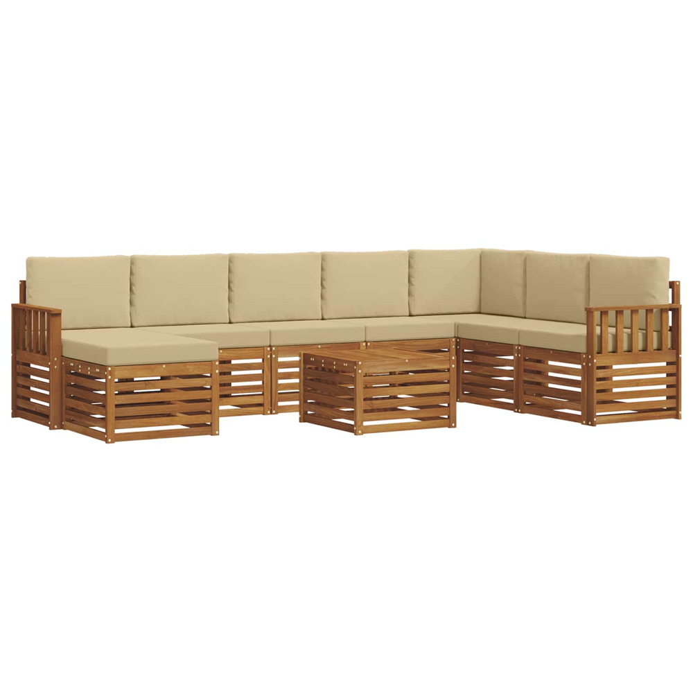 Ensembles de canapés avec coussin 9 pcs naturel et beige