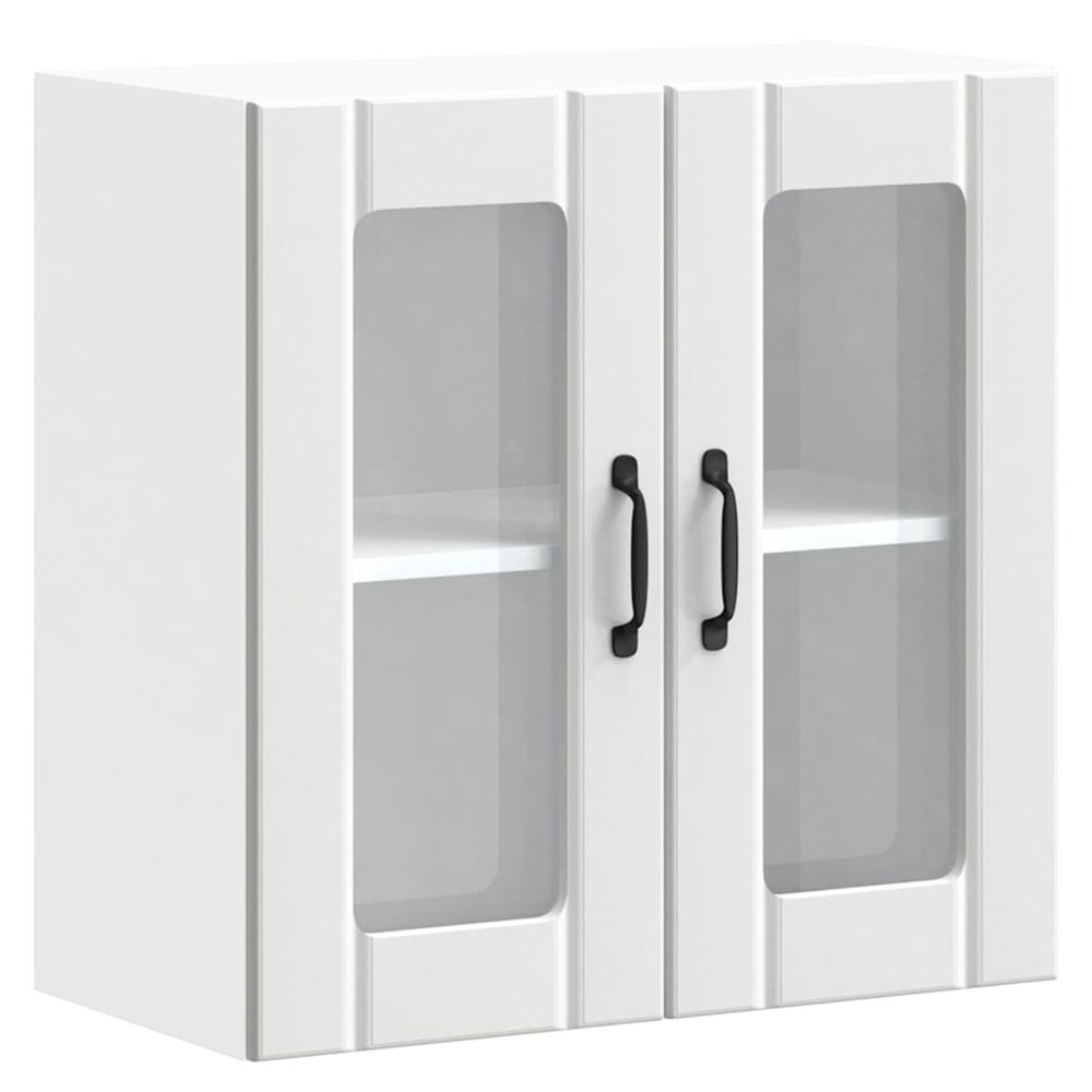 Armoire murale de cuisine avec porte en verre lucca blanc