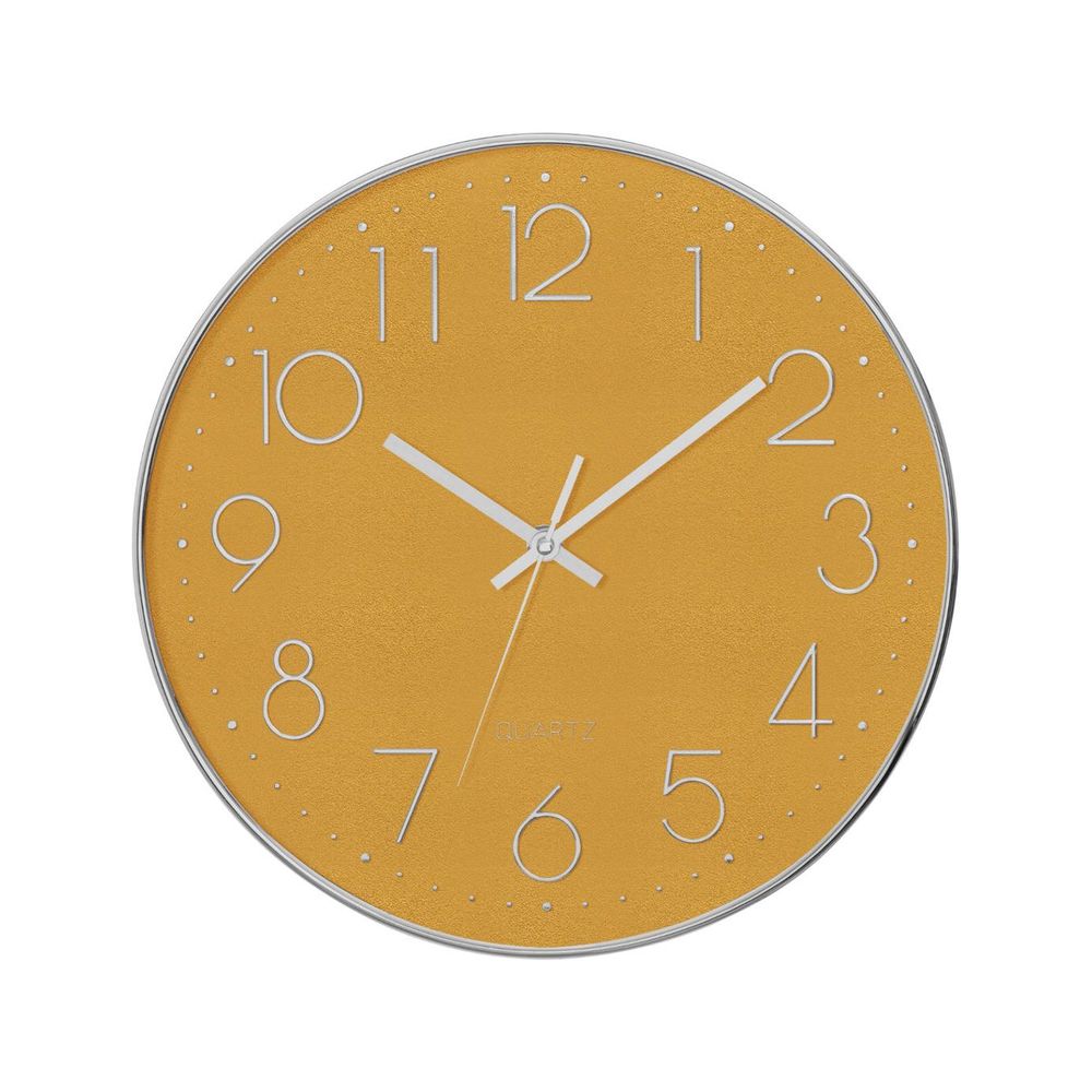 Pendule murale silencieuse contour argent d 30 cm