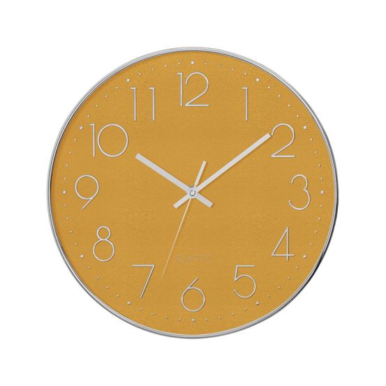 Pendule murale silencieuse contour argent d 30 cm