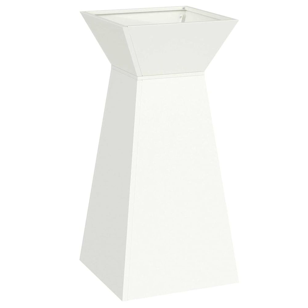 Jardinière d'extérieur à pilier blanc 35 x 35 x 73 cm acier laminé à froid