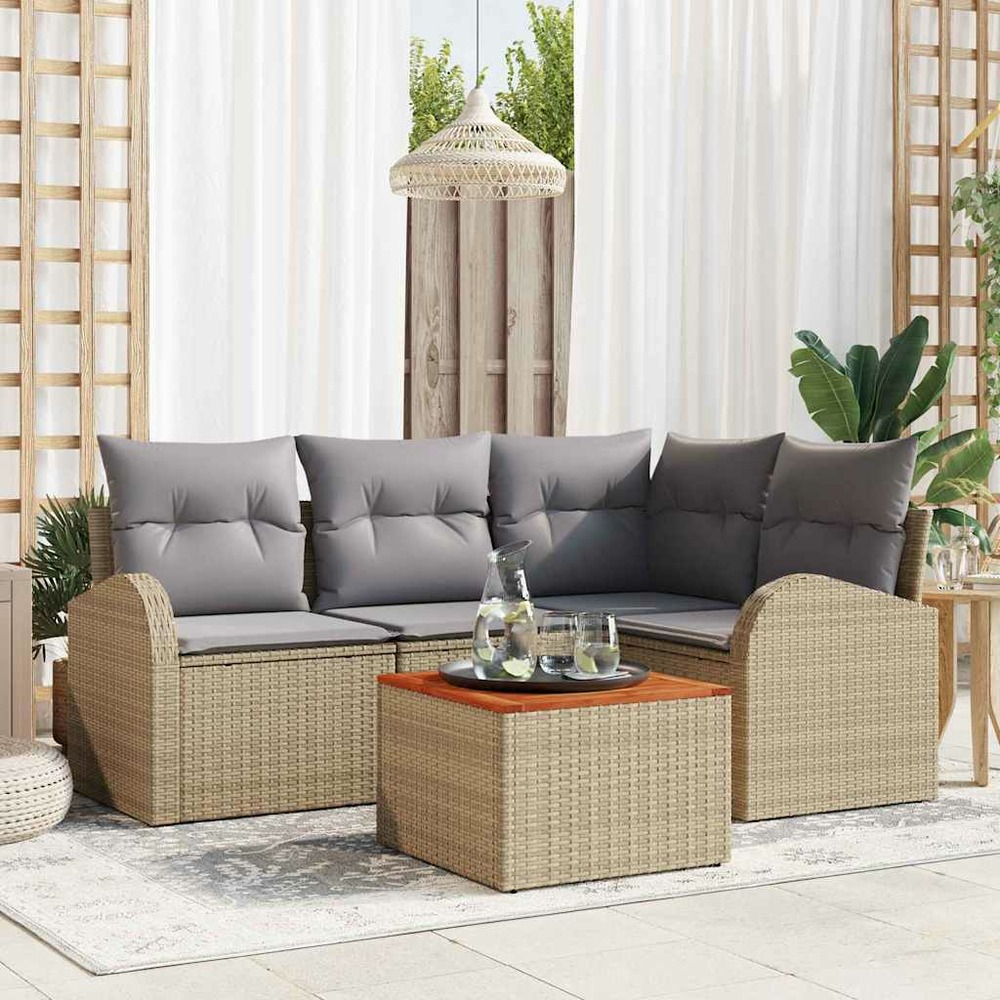 Ensemble de canapé de jardin 5 pcs beige et gris clair