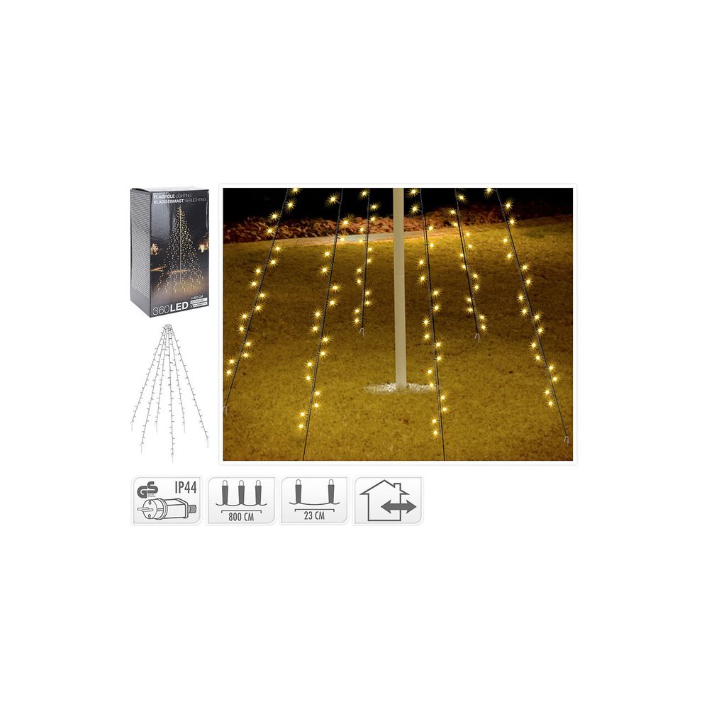 Rideau exterieur 360 leds bland chaud, special pour arbres. 8m (heauteur)