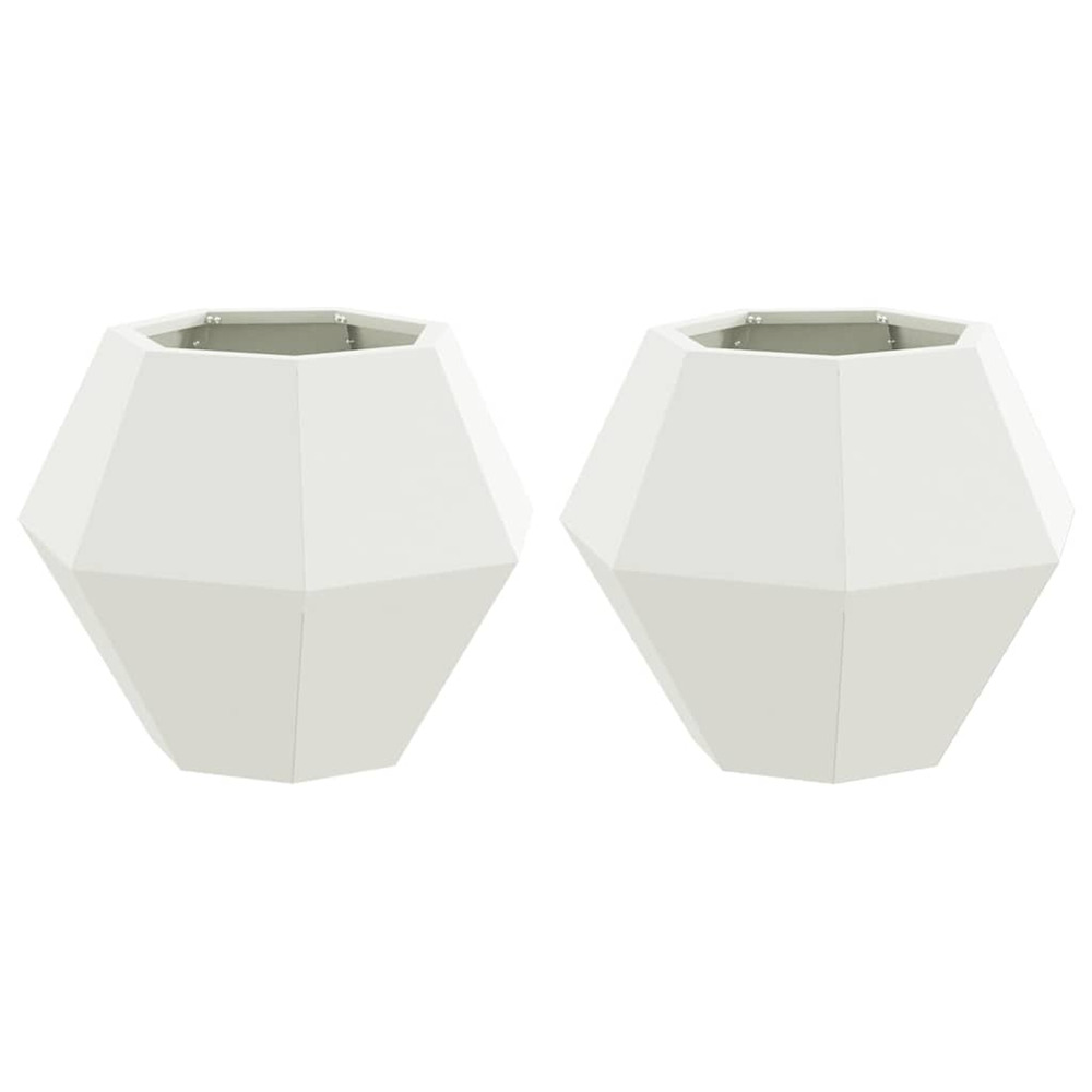 Jardinière d'extérieur 2 pcs blanc 50 x 50 x 40 cm acier