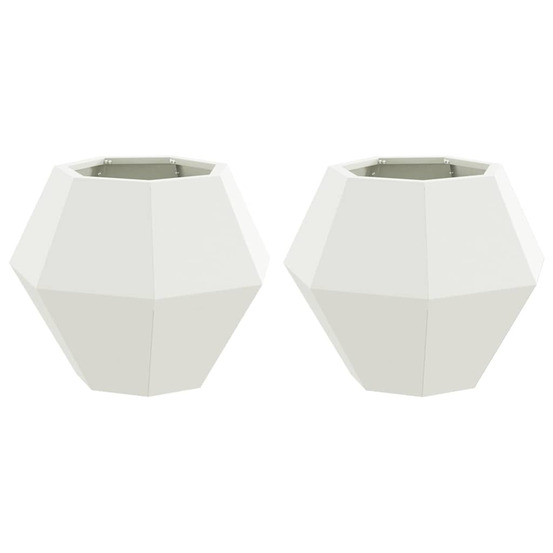 Jardinière d'extérieur 2 pcs blanc 50 x 50 x 40 cm acier