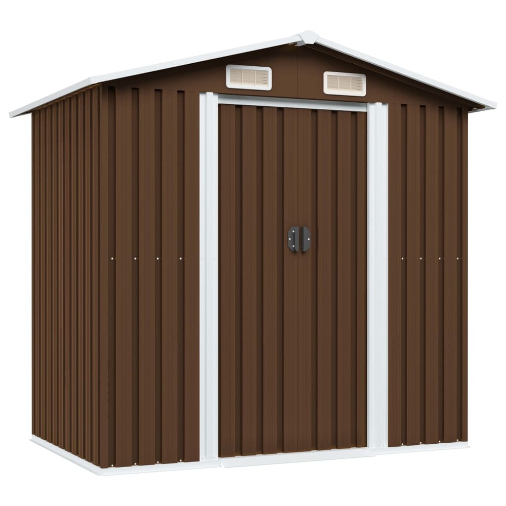 Abri de jardin cabane cabanon maison de stockage remise extérieur hangar outils robuste 204 x 132 x 186 cm acier marron 02_00