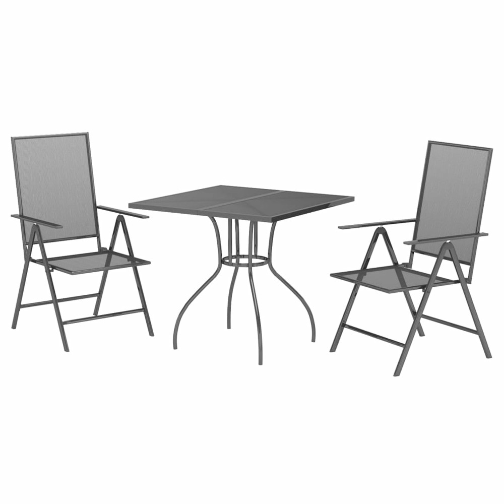 Ensemble de salle à manger de jardin meuble extérieur 3 pièces anthracite acier