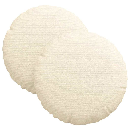Coussins de siège 2 pcs crème ø 30 cm tissu en velours côtelé