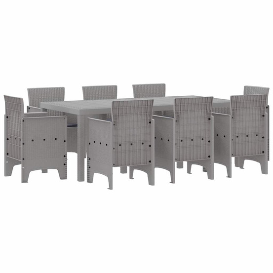 Ensemble de salle à manger pour jardin 9 pcs gris clair