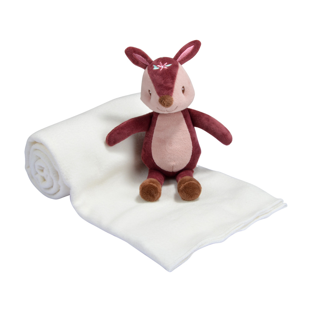 Plaid bebe avec son doudou faon magique