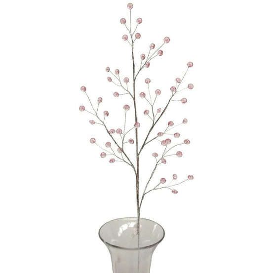 Branche de fleurs en verre rose 90cm