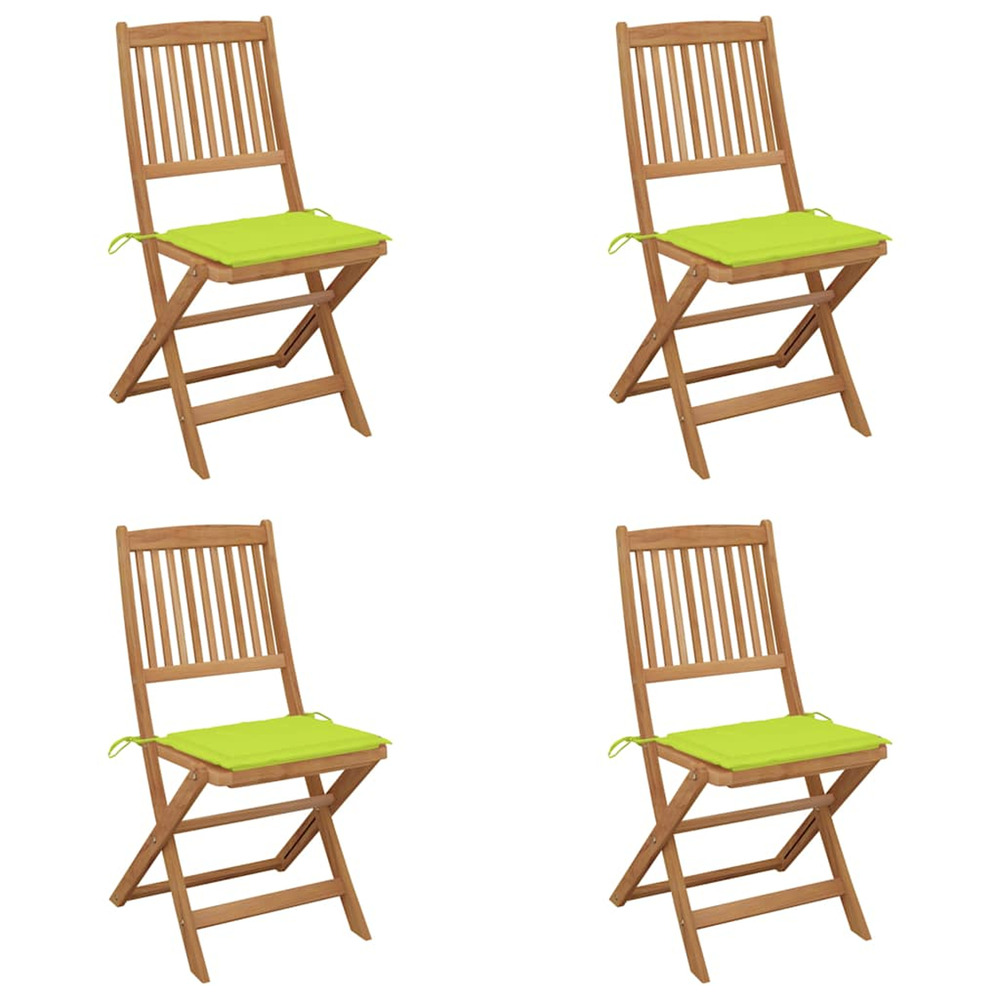 Chaises pliables de jardin lot de 4 avec coussins bois d'acacia