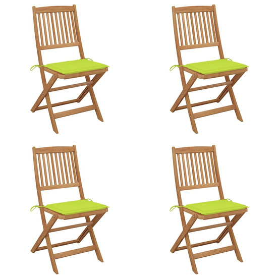 Chaises pliables de jardin lot de 4 avec coussins bois d'acacia