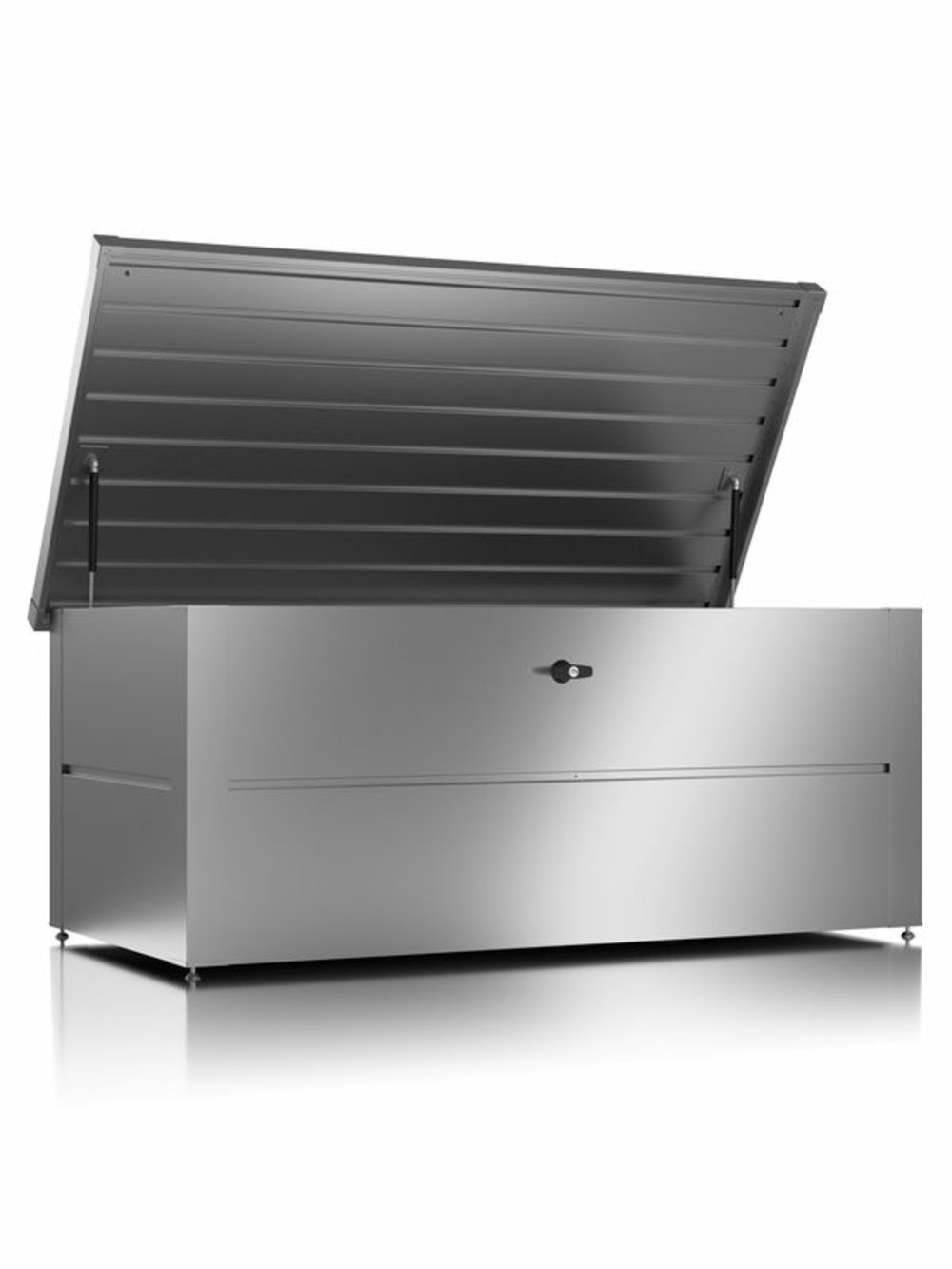 Coffre de jardin - taille m - argent métallisé - 165x85x69 - acier