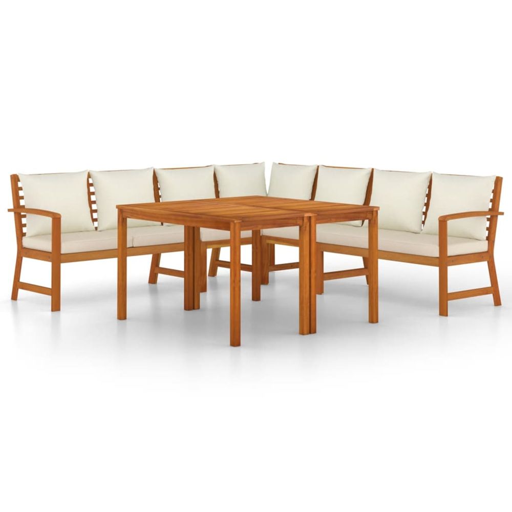 Ensemble à manger de jardin coussins 7 pcs bois acacia