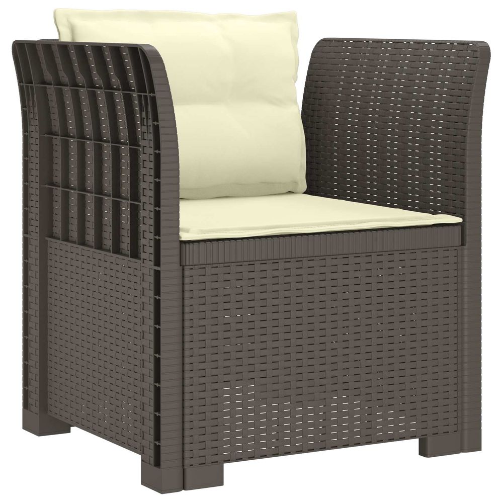 Fauteuil 1 place avec coussins look rotin pp gris clair