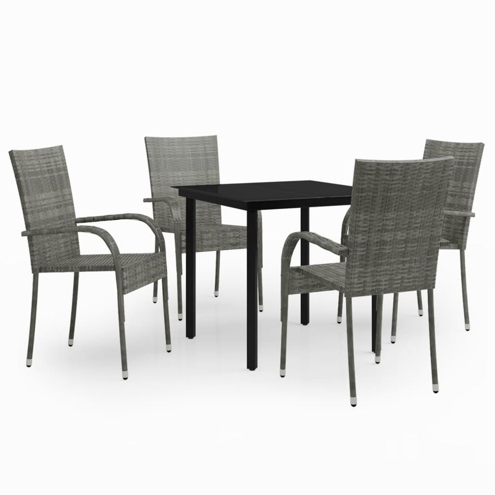Ensemble à manger de jardin 5 pcs gris et noir