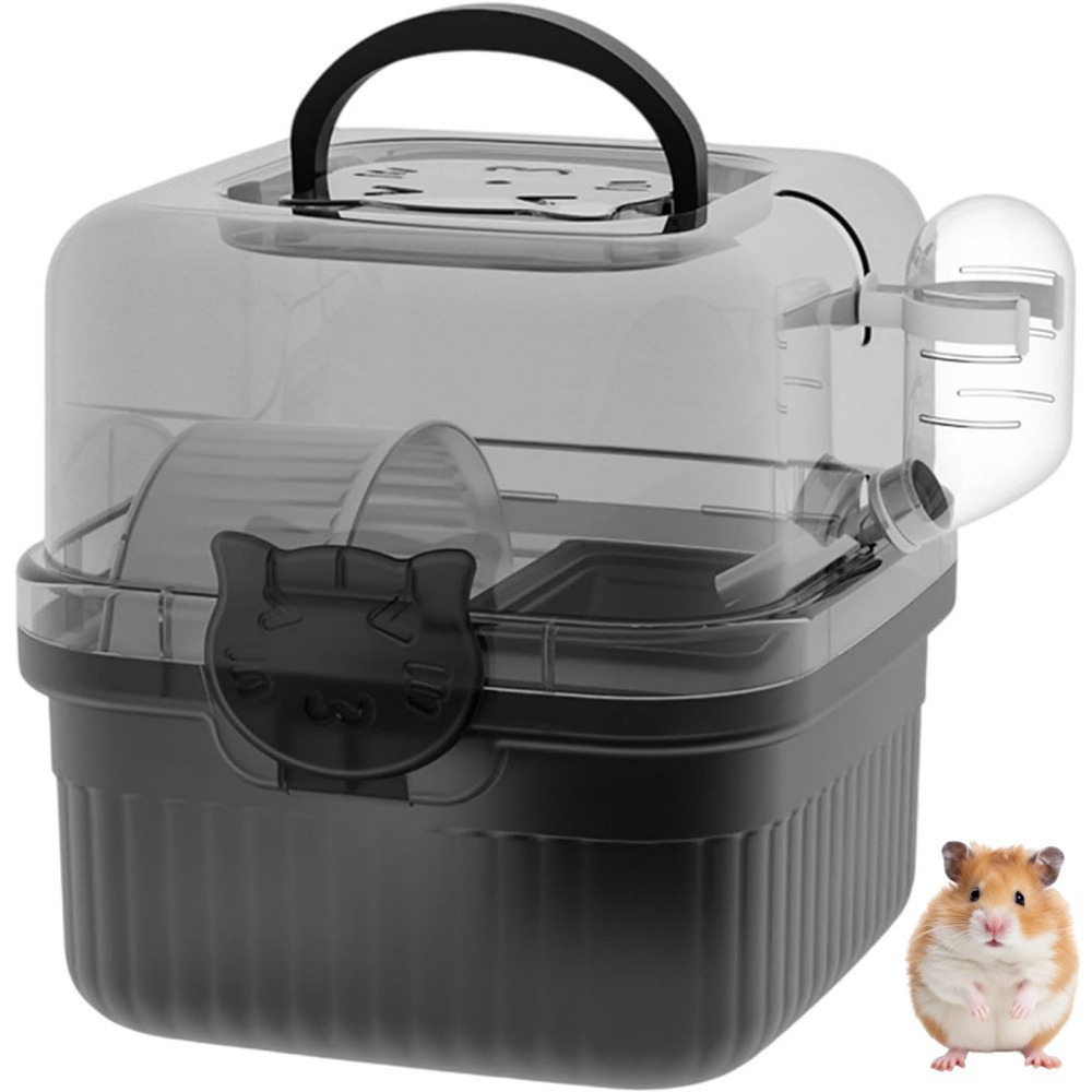 Cage de transport - translucide avec bouteille d'eau, portable