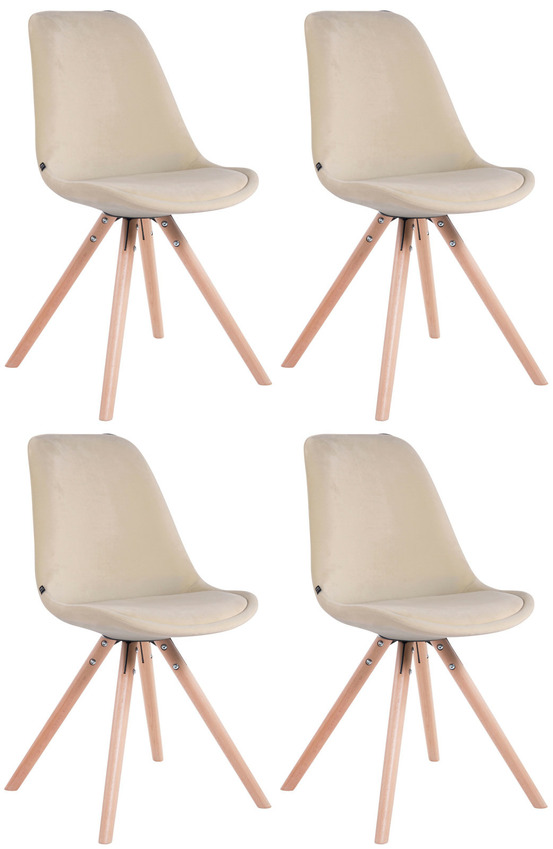 Lot de 4 chaises toulouse velours ronde naturel