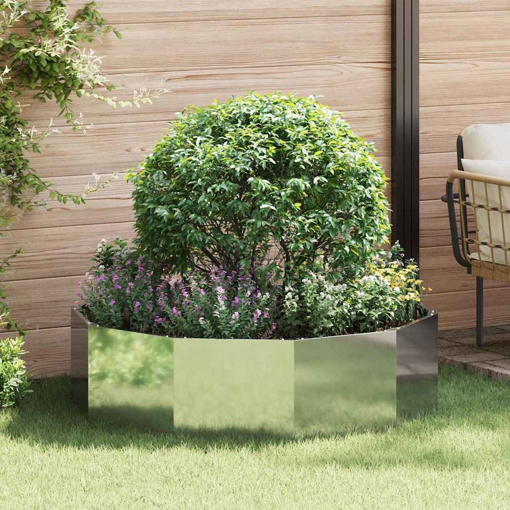 Jardinière ronde acier galvanisé pour extérieur argent 120x120 cm