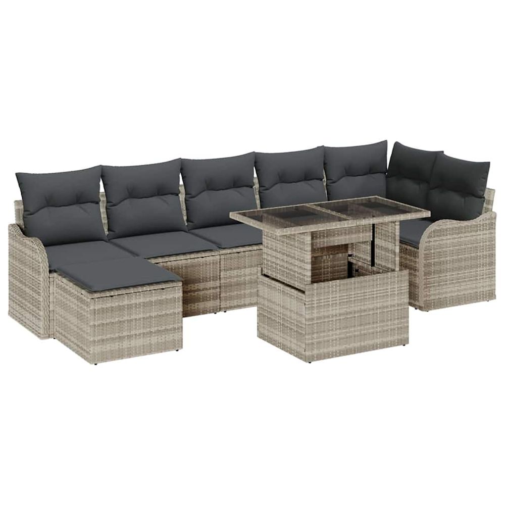 Ensemble de canapé de jardin 8 pc gris clair poly rotin