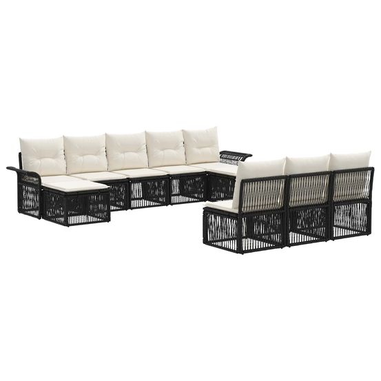 Ensemble de canapé de jardin 10 pc noir polyrotin