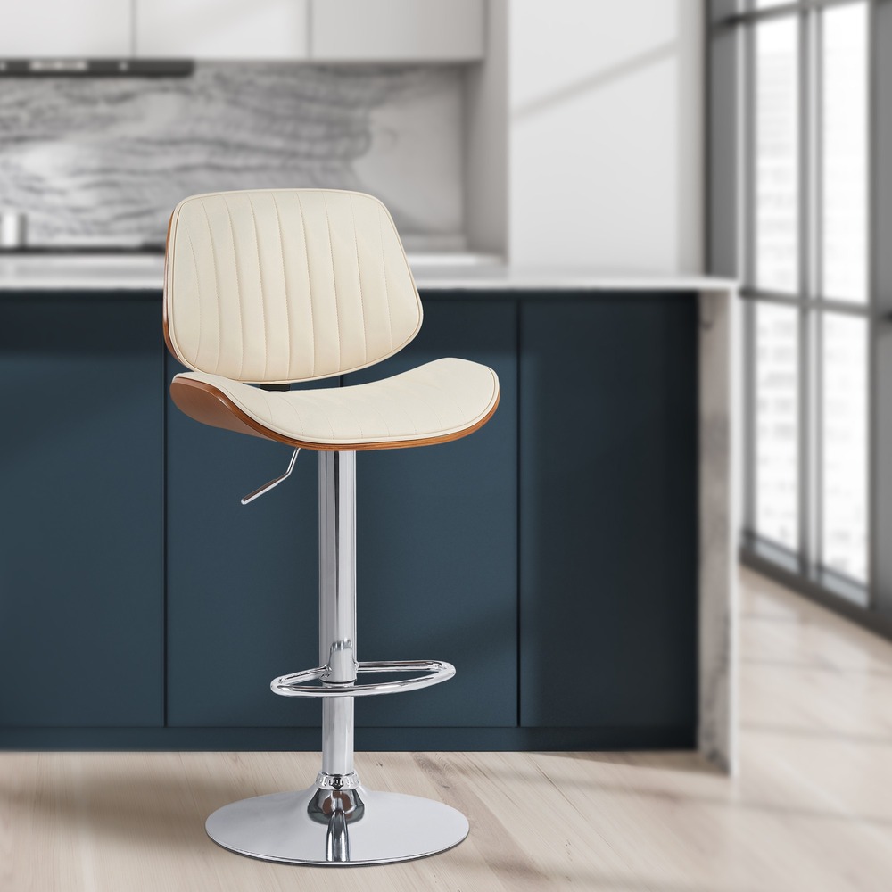 Tabouret de bar clawson simili cuir chromé