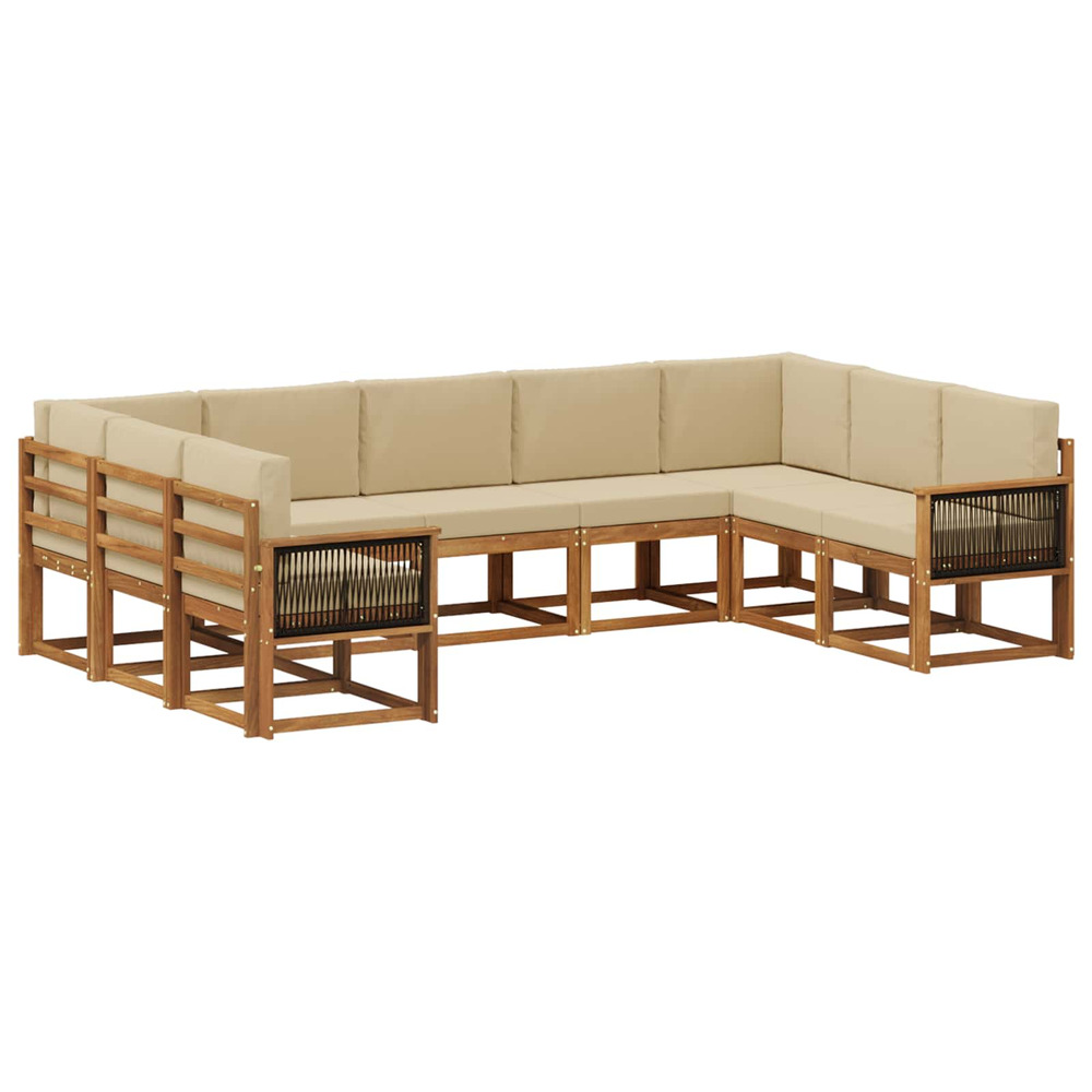 Ensemble de canapés d'extérieur 9 pcs naturel et beige