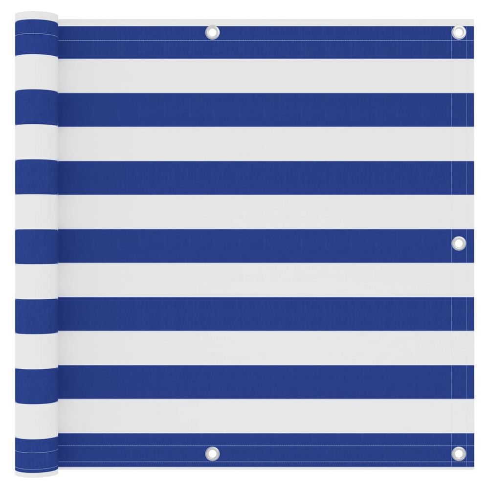 Écran de balcon blanc et bleu 90x300 cm tissu oxford