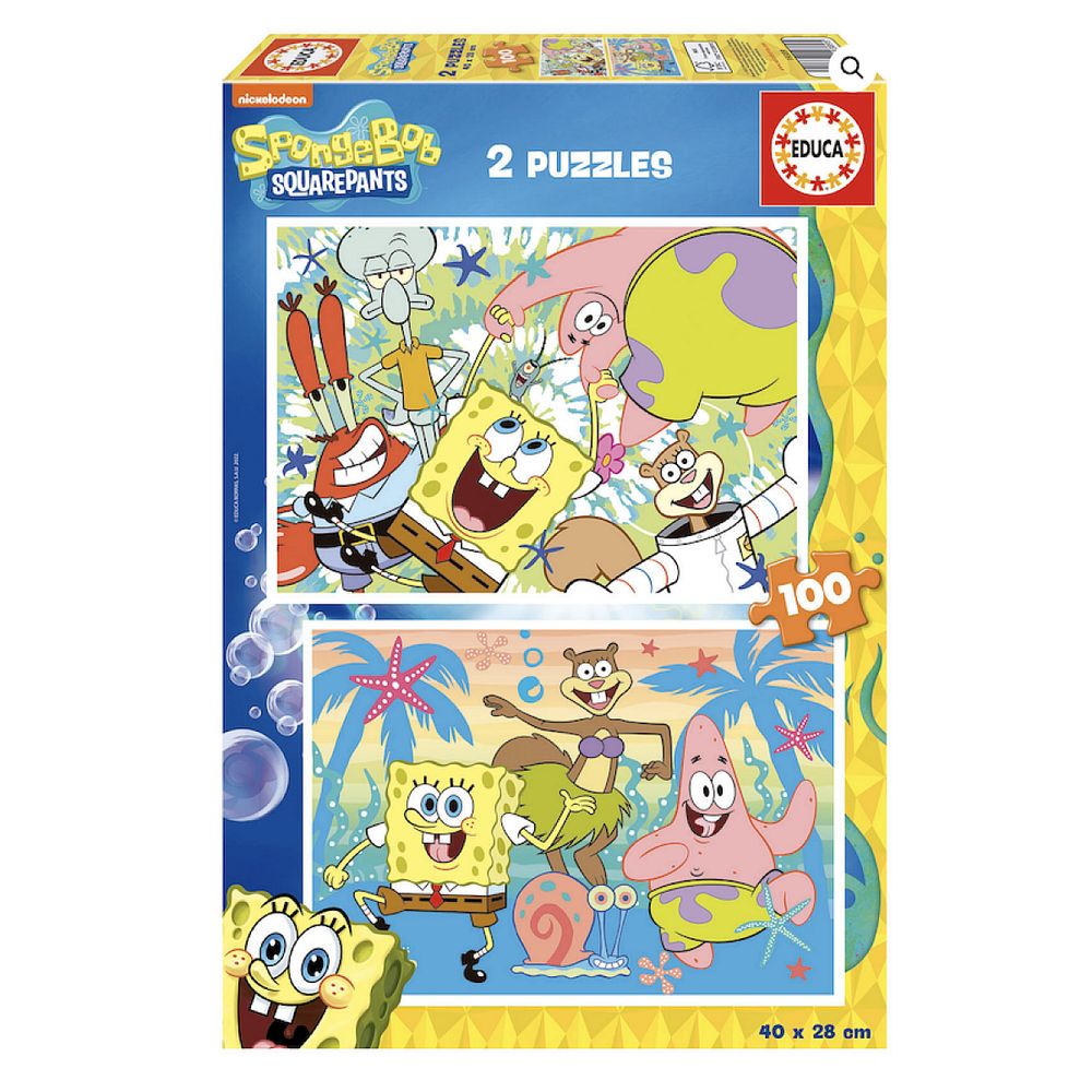 2 puzzles 100 pieces bob l eponge