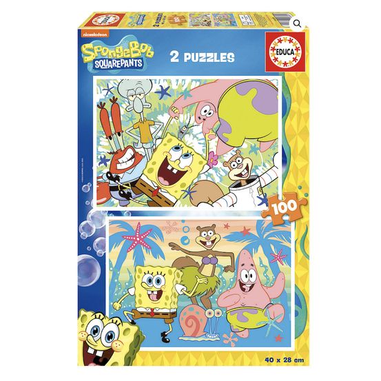 2 puzzles 100 pieces bob l eponge