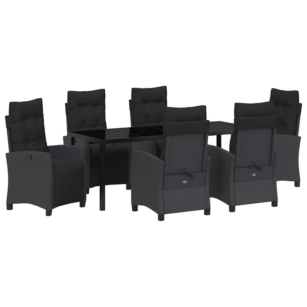 Ensemble de salle à manger pour jardin 7 pc noir polyrotin