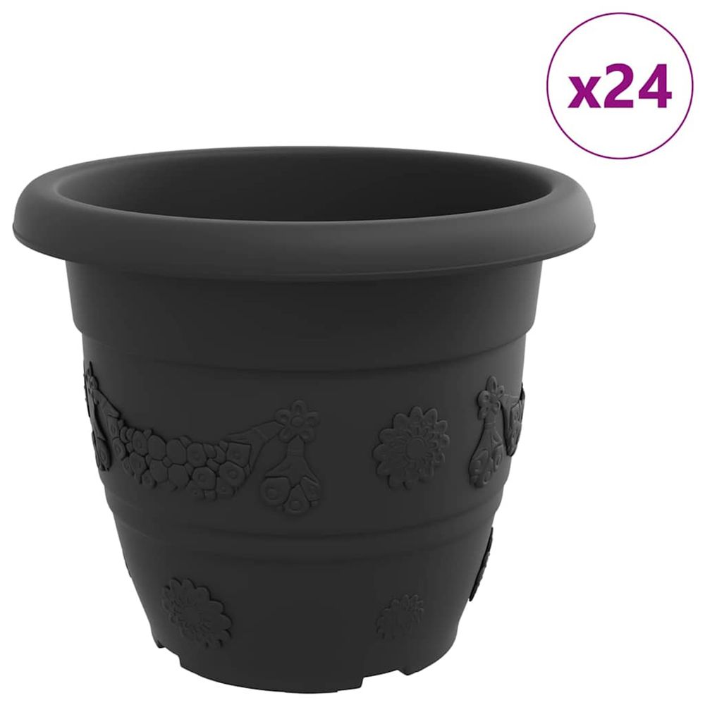 Pot à fleurs rond 24 pc noir ø 34 x 28 cm plastique