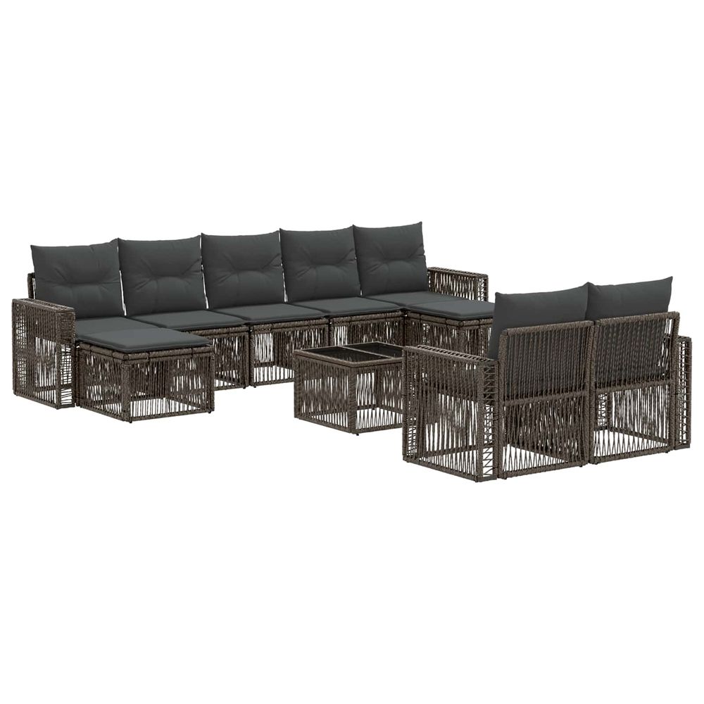 Ensemble de canapé de jardin 10 pc gris et gris foncé polyrotin