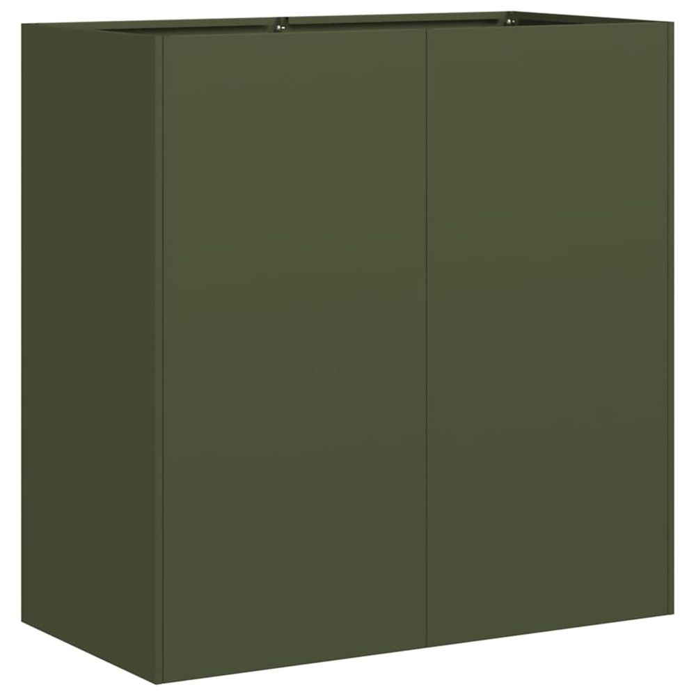 Jardinière d'extérieur vert olive 80x40x80 cm acier laminé à froid
