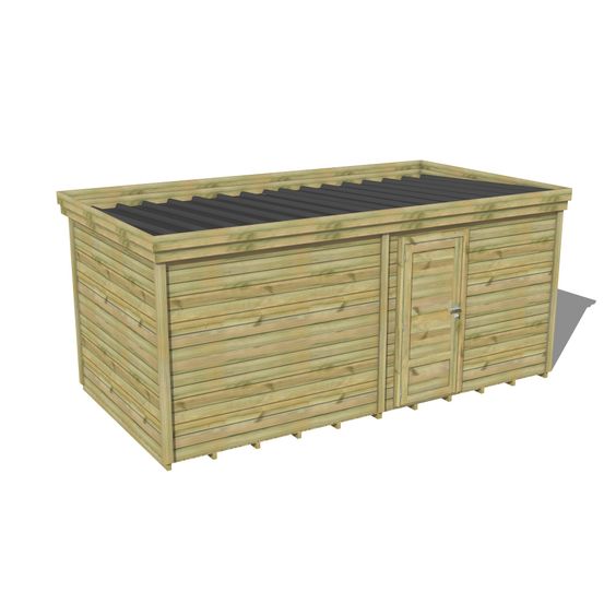 Abri de jardin bois pin traité autoclave 27mm - 5,195x2,64m / 14m2 - bac acier - plancher bois