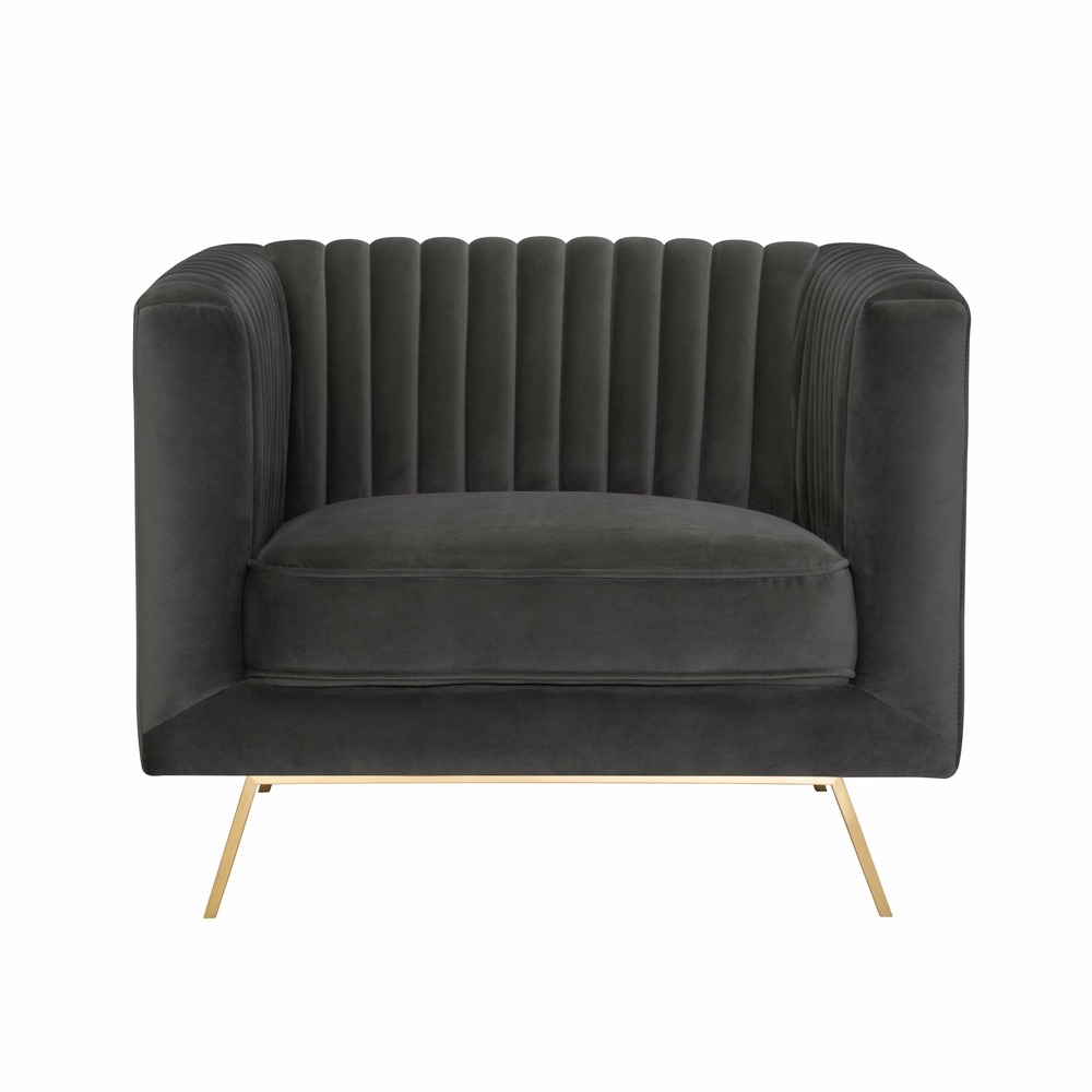 Gatsby-fauteuil en velours gris