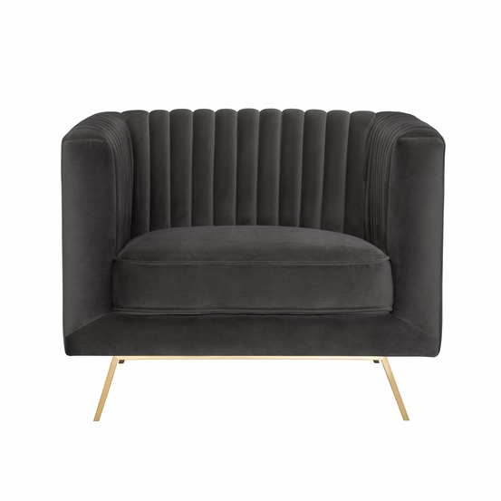 Gatsby-fauteuil en velours gris