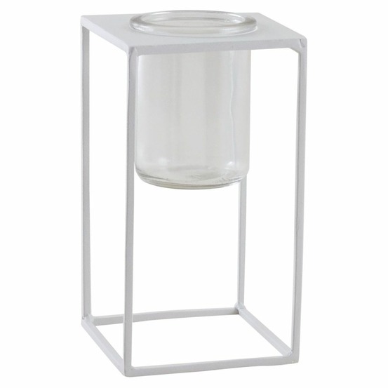 Photophore en métal blanc petit modèle