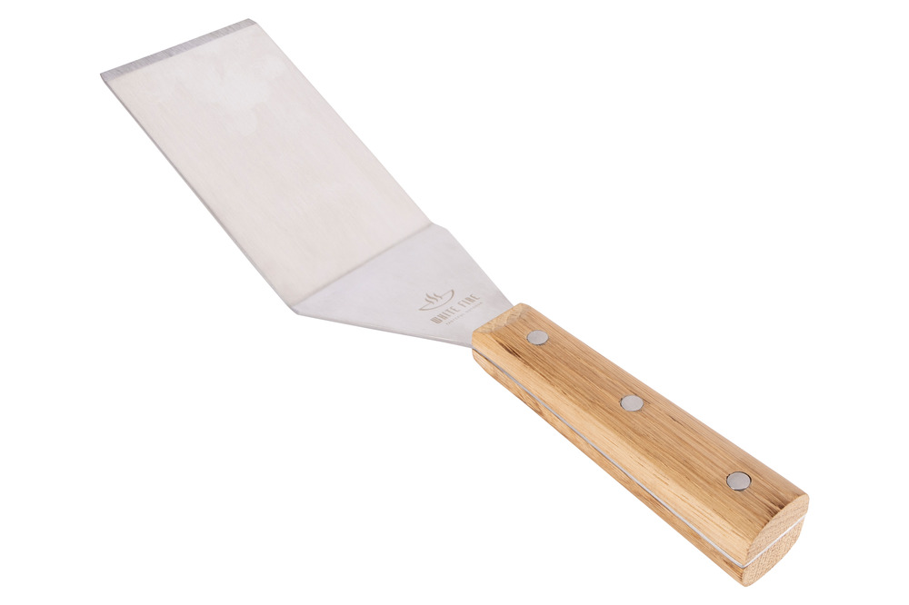 White fire spatule a hamburger avec manche en chene
