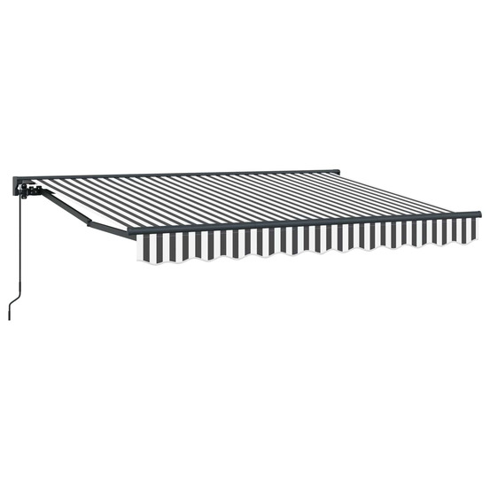 Auvent rétractable manuel anthracite et blanc 3,5 x 2 m