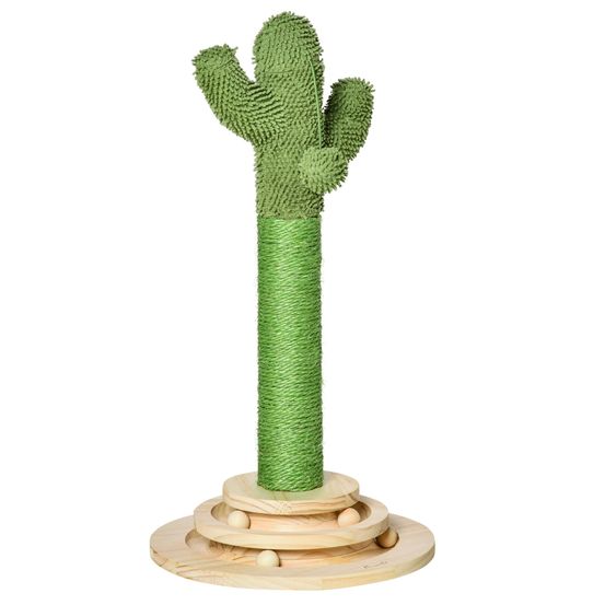 Griffoir chat cactus pin sisal soin griffes protection meubles 32x32x60cm vert