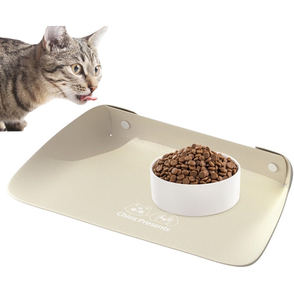 Tapis antidérapant pour gamelle d'animal de compagnie-tapis de nourriture pour animaux 45*30cm-blanc