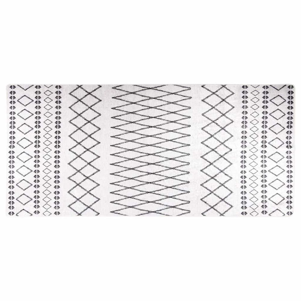 Tapis lavable 80x300 cm blanc et noir