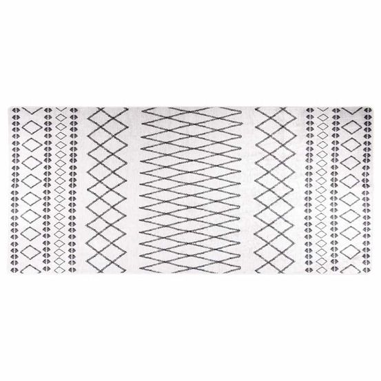 Tapis lavable 80x300 cm blanc et noir